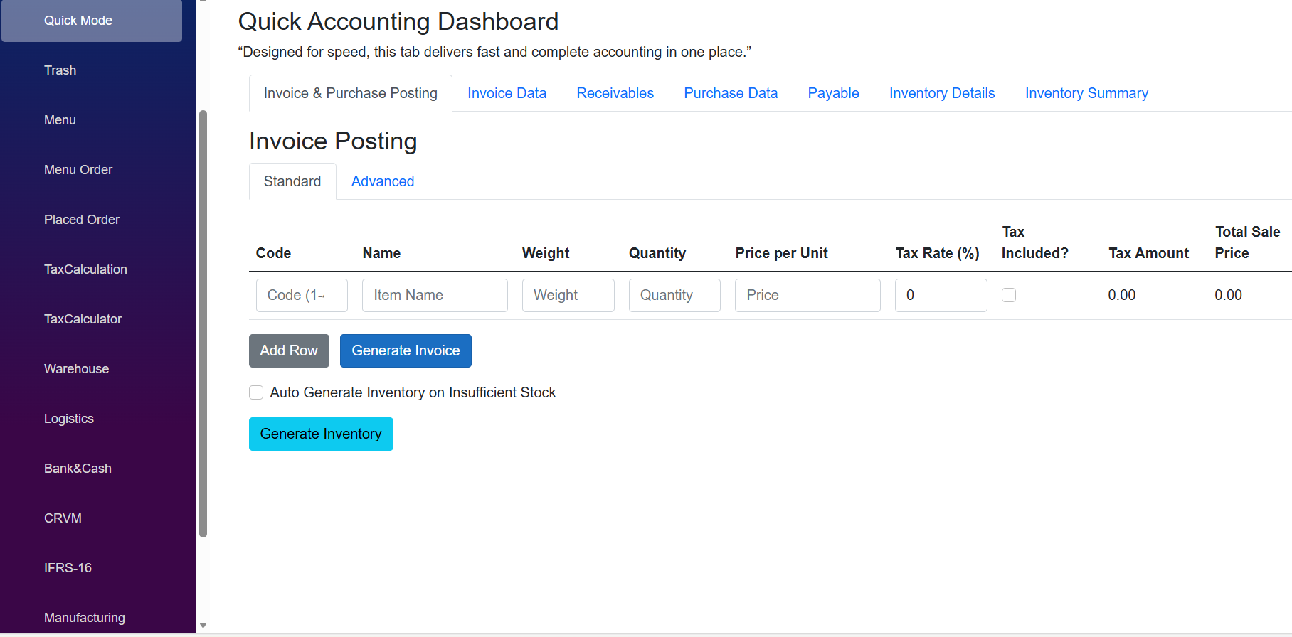ERP Platform UI Preview